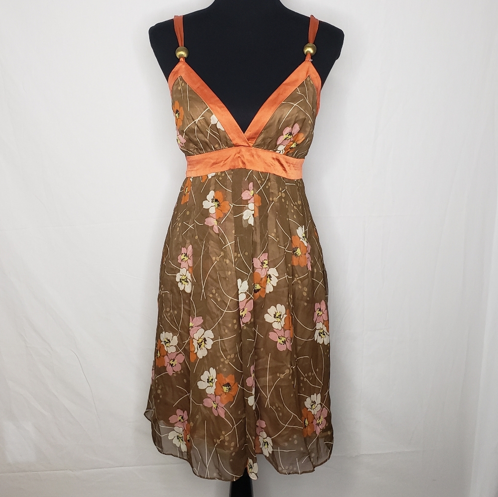 Vintage Lotta Stensson Silk Babydoll Floral Mini Dress Size 6 90s Y2K Bohemian